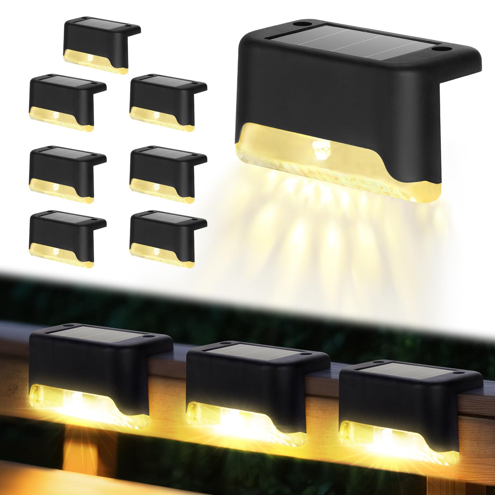 Deck Step Light - Solar Deck Lights, 8 Pack LED