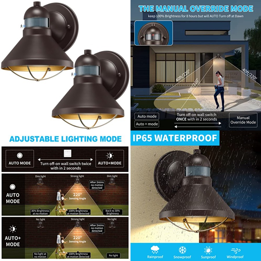 Wall Lighting Outdoor - 2 Pack Motion Sensor Outdoor LED