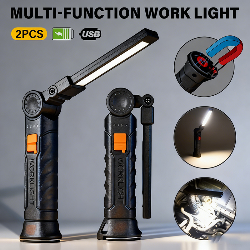 Hanging Outdoor Lighting - Portable COB LED Flashlight USB Rechargeable