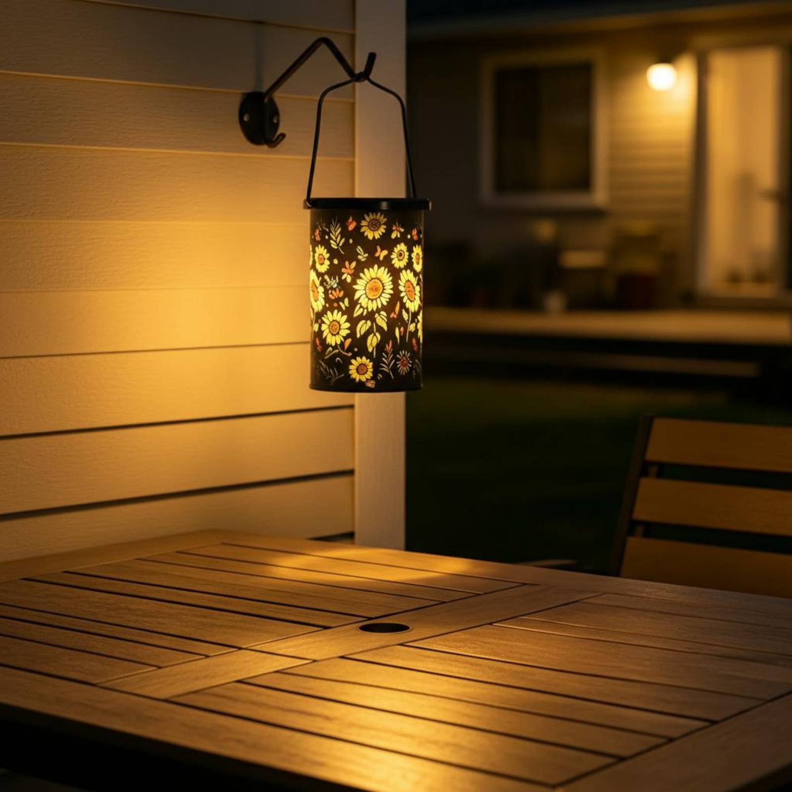 Hanging Outdoor Lighting - Floral Lantern Vintage Design Hanging Solar