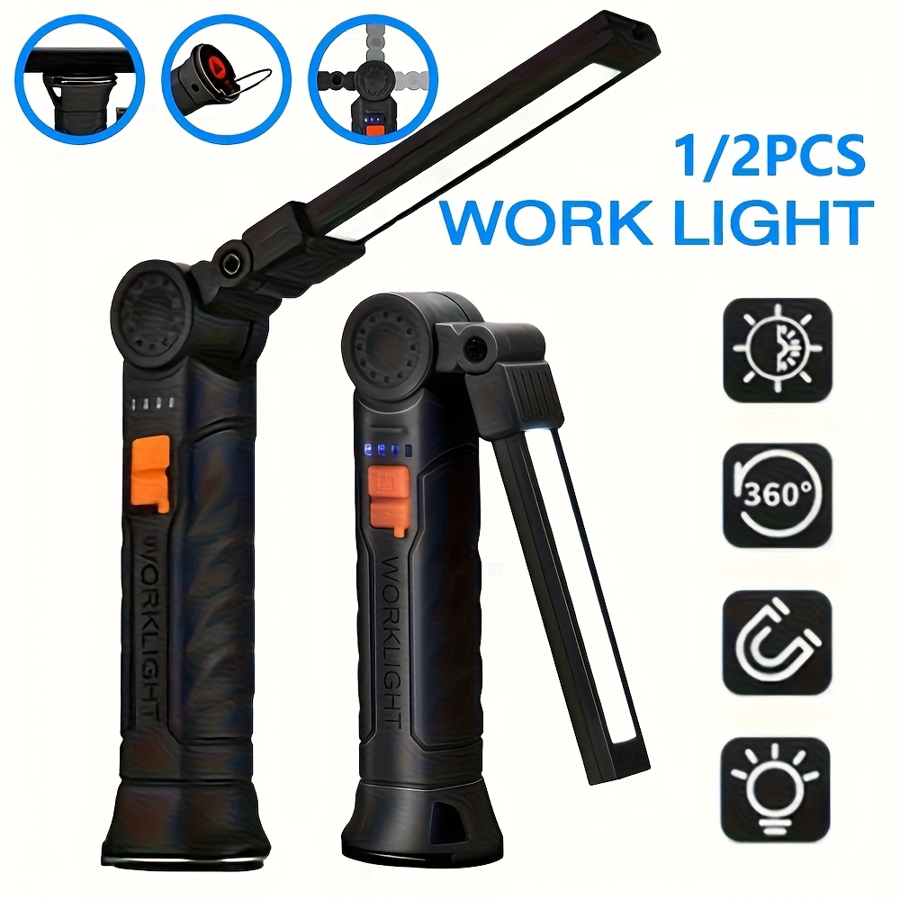 Hanging Outdoor Lighting - Portable COB LED Flashlight Rechargeable Work