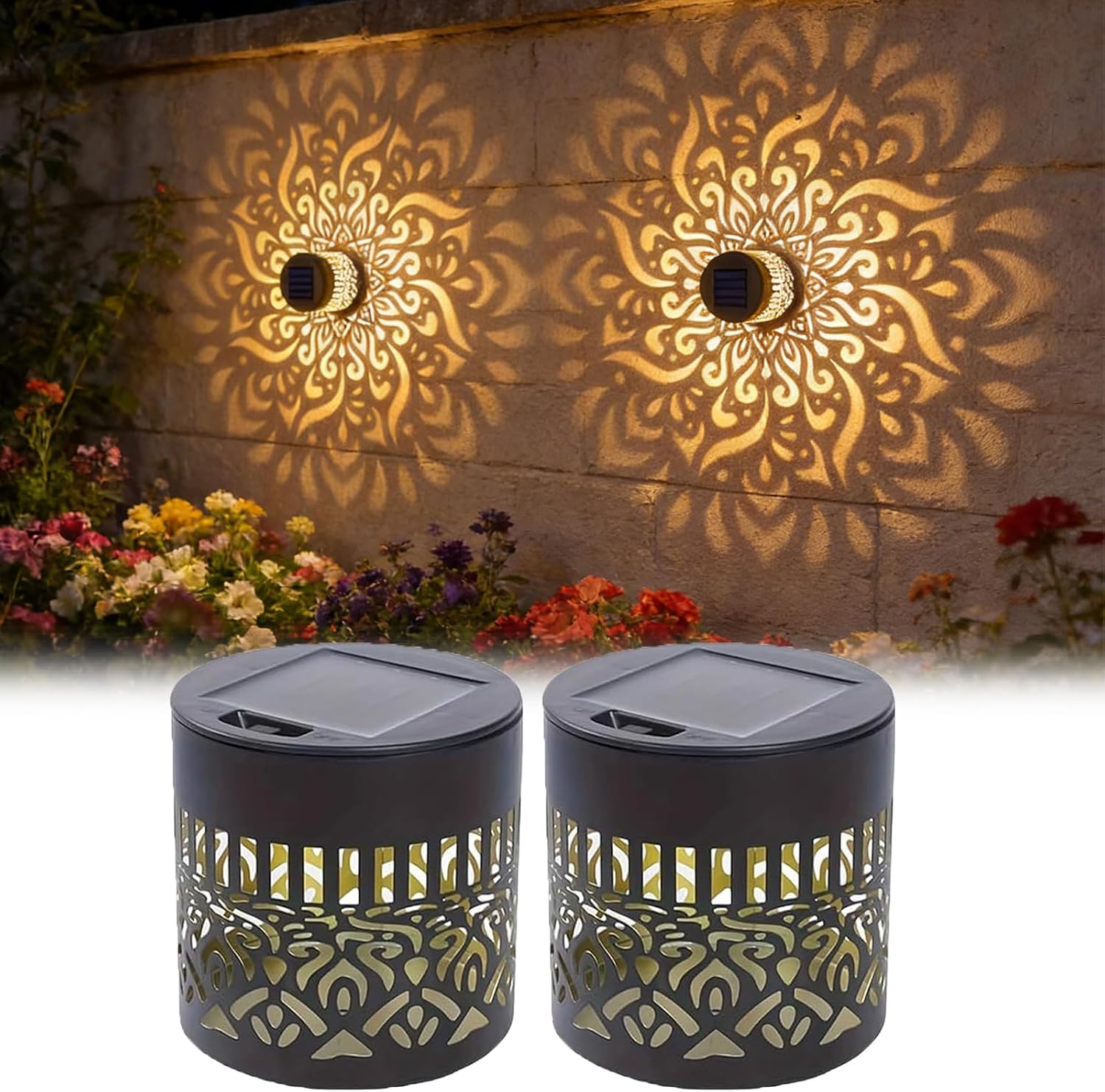 Outdoor Lighting Yellow - 2-Pack Solar Garden Lights IP65 Durable