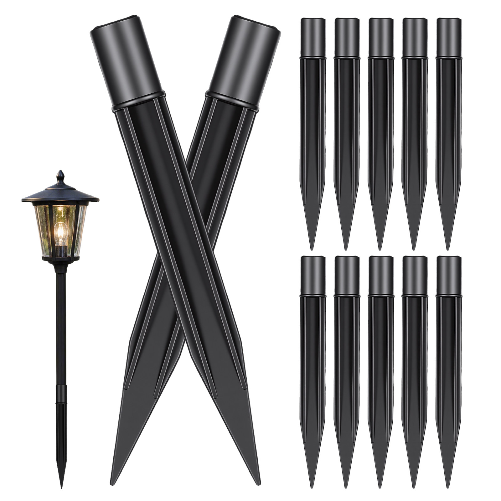 Outdoor Lighting Ground - 8Pcs Plastic Ground Stakes for Lawn