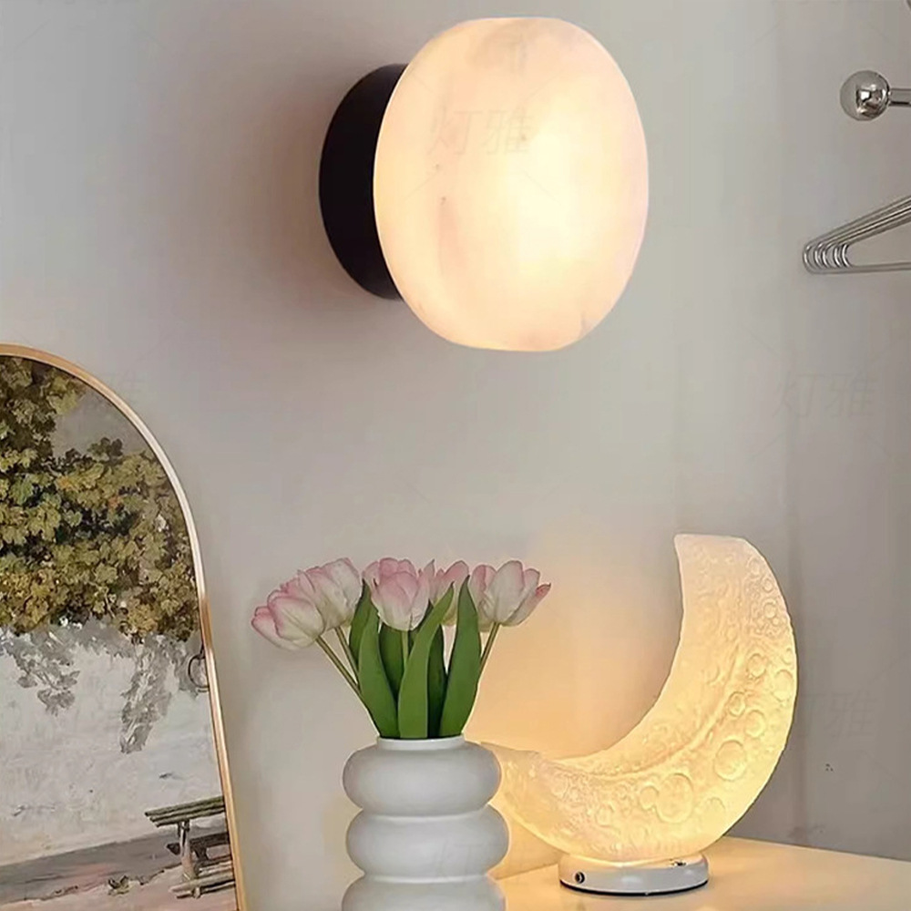 Natural Marble Round Wall Scon - Outdoor Lighting Spanish Style recension och pris