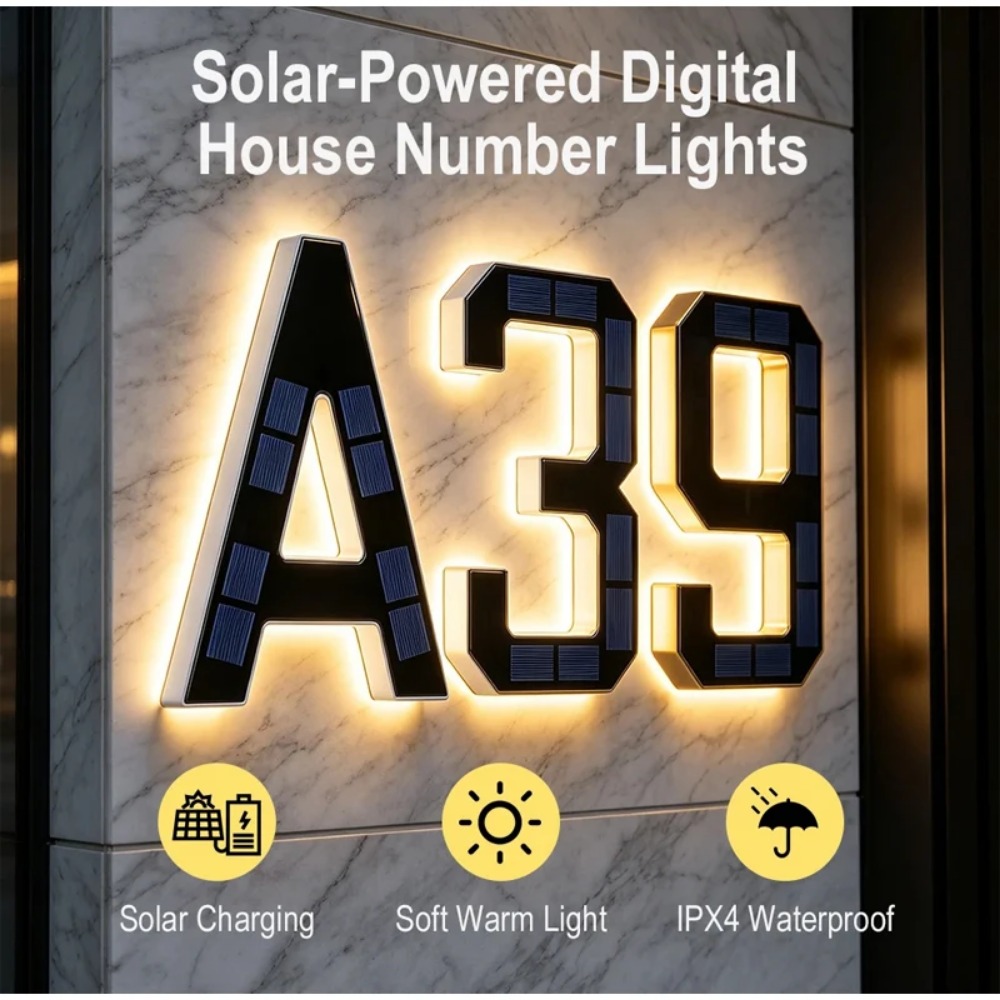 New Solar Address Sign LED Hou - Outdoor Lighting On House recension och pris