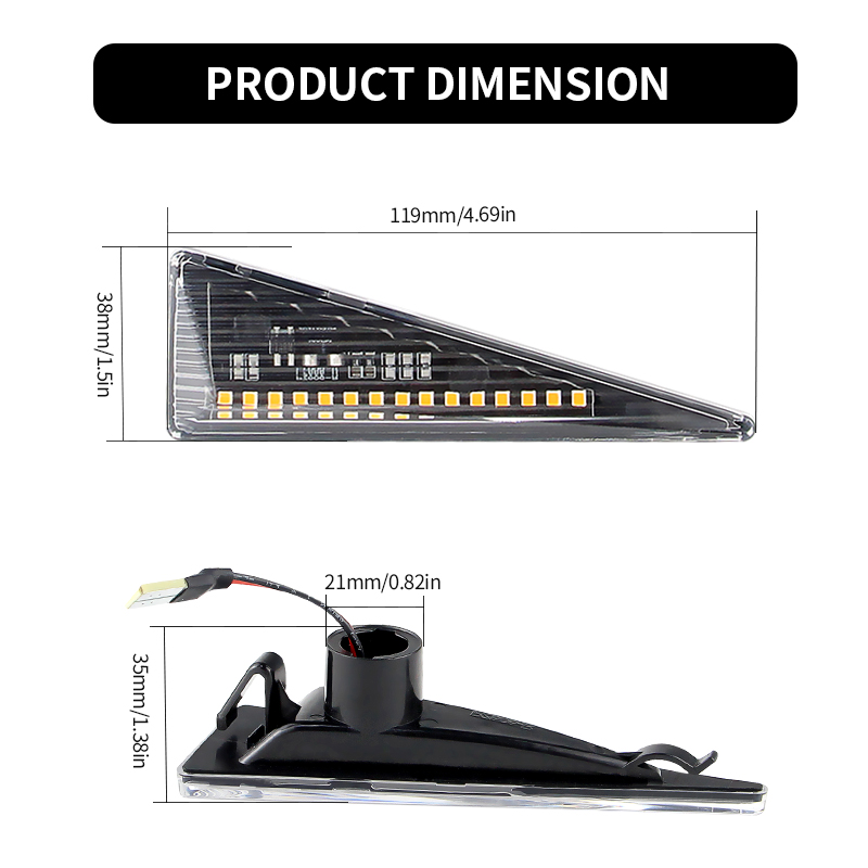 2PCS LED Turn Signal Side Mark - Outdoor Lighting Yellow recension och pris