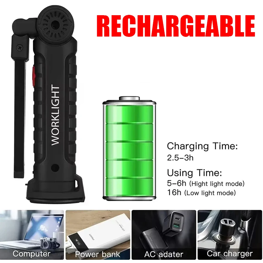 New Portable COB LED Flashligh - Hanging Outdoor Lighting recension och pris