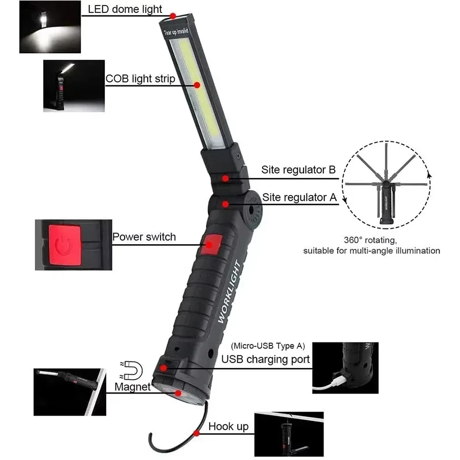 New Portable COB LED Flashligh - Hanging Outdoor Lighting recension och pris