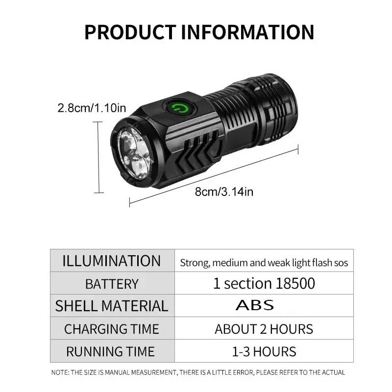 Mini 3LED Flashlight With Pen  - Outdoor Lighting Panel recension och pris